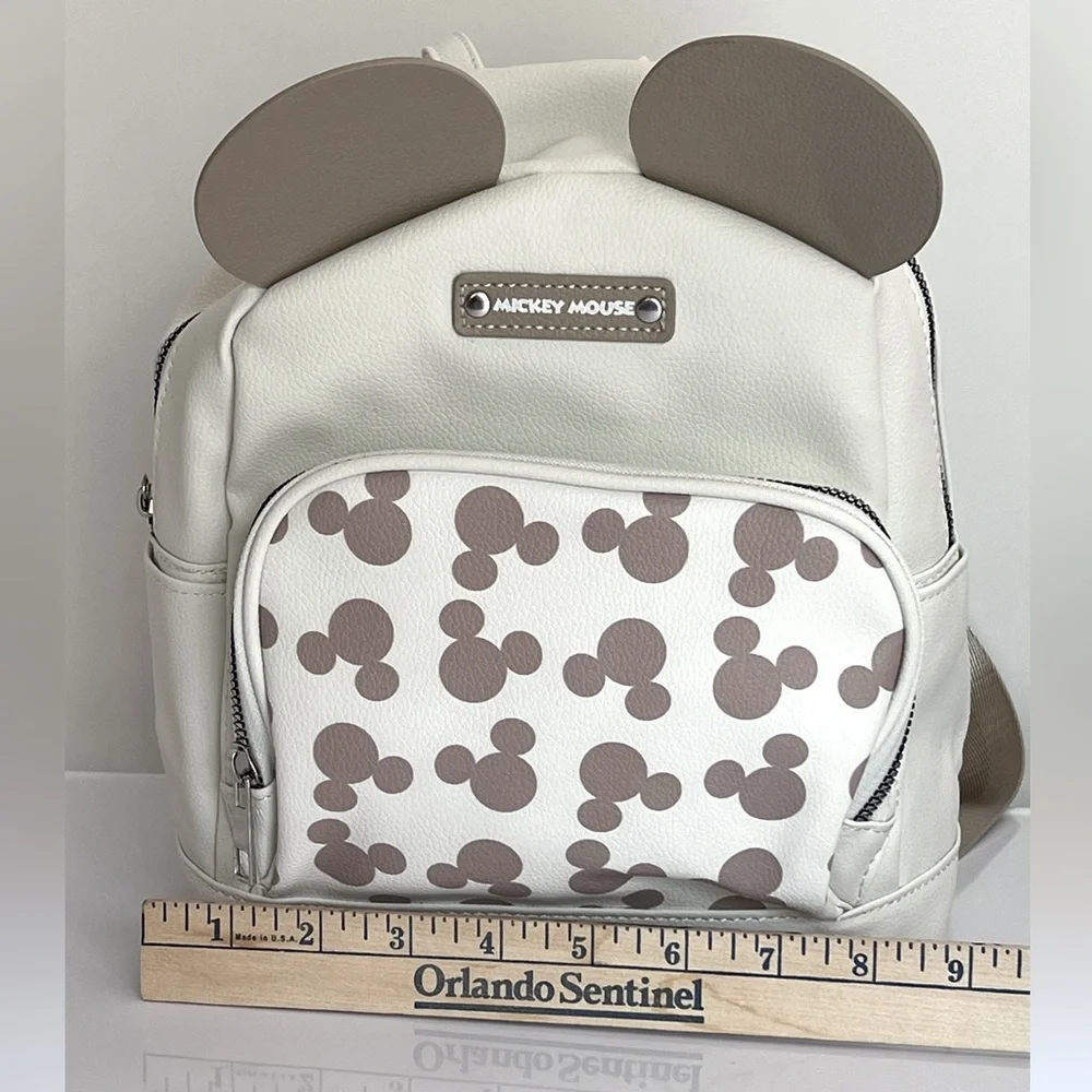Adorable Khaki and Cream Mickey Mouse Backpack with Iconic Ears.  New with Tags. - Picture 11 of 14